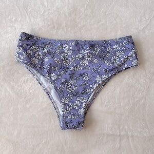 SHEIN Floral Periwinkle High-Waist Bathing Suit Swim Size M